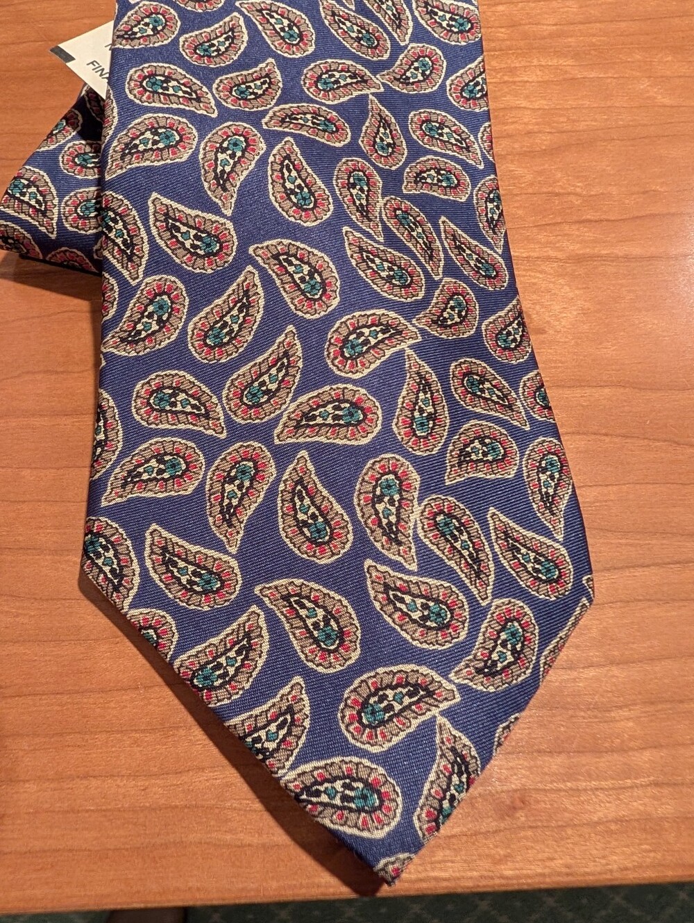 Kenneth Gordon Paisley Men's Neck Tie in Navy Blue